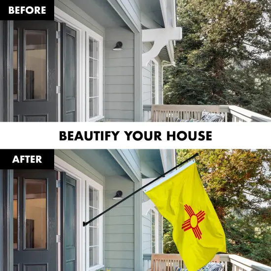 G128 - 6 Feet Tangle Free Spinning Flagpole (Black) New Mexico Flag Brass Grommets Embroidered 3x5 ft (Flag Included) Aluminum Flag Pole {3}