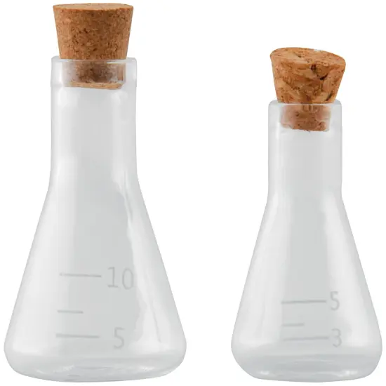Idea-Ology Small Corked Glass Flasks 2/Pkg-Laboratory 2" To 2.375" {2}