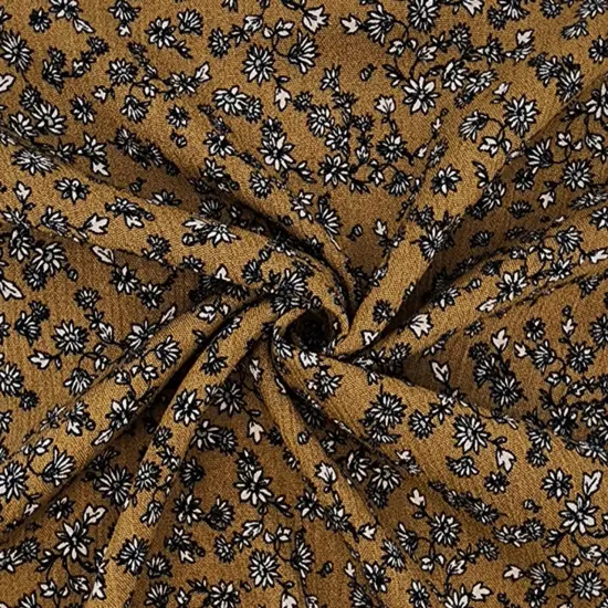 1 Yard Mustard Gold Rayon Crepon Crinkle Fabric Apparel Lightweight Drapey 50/52 Inch Width {1}