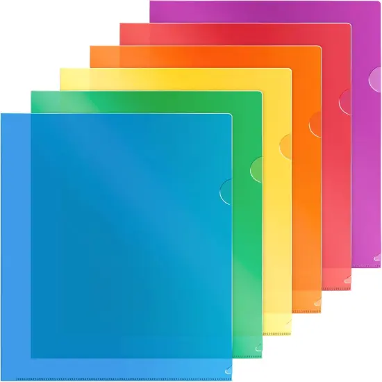 Clear Plastic Folder Sleeves (12 Pack, Assorted Colors) {1}