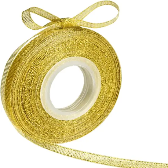 Glitter Metallic Gold Ribbon - 1/4 Inch 25 Yards {1}