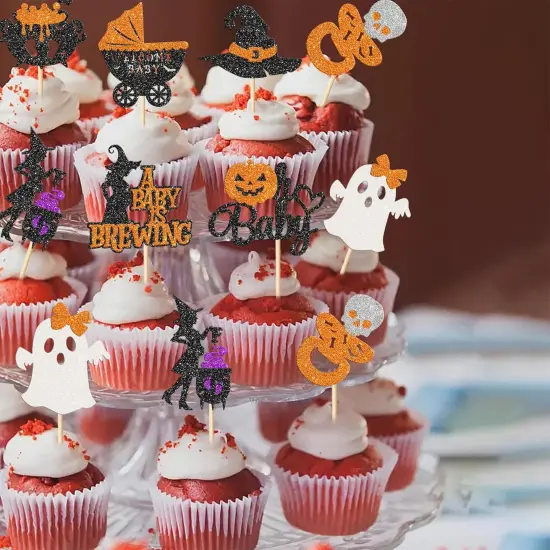 32 Pack Halloween Oh Baby Cupcake Toppers A Baby is Brewing Cupcake {3}