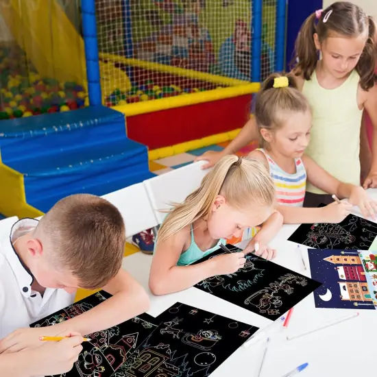 Christmas Scratch Paper Art Set, Rainbow Scratch Off Notebooks {4}