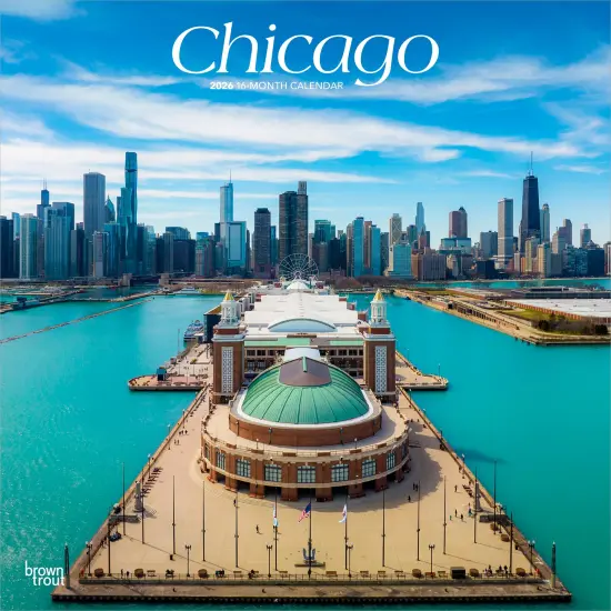 Chicago | 2026 12 x 24 Inch (Hanging) Monthly Square Wall Calendar | Plastic-Free {1}