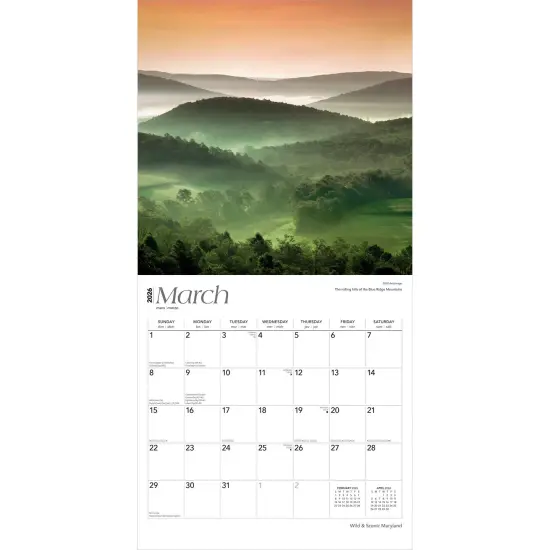 Maryland Wild & Scenic | 2026 12 x 24 Inch (Hanging) Monthly Square Wall Calendar | Plastic-Free {3}