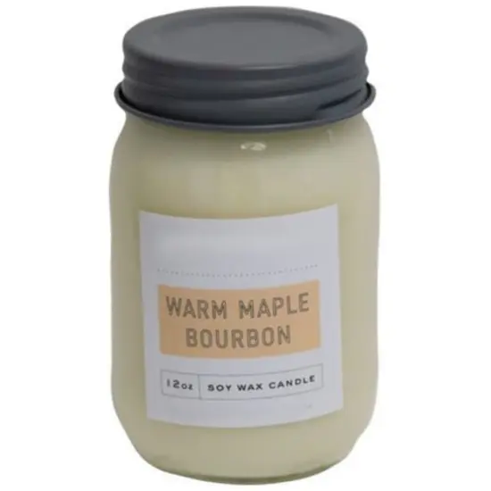 Maple Bourbon Jar Candle with Lid 84 Hour Burn Time Single Wick for Relaxing Home Fragrance {1}