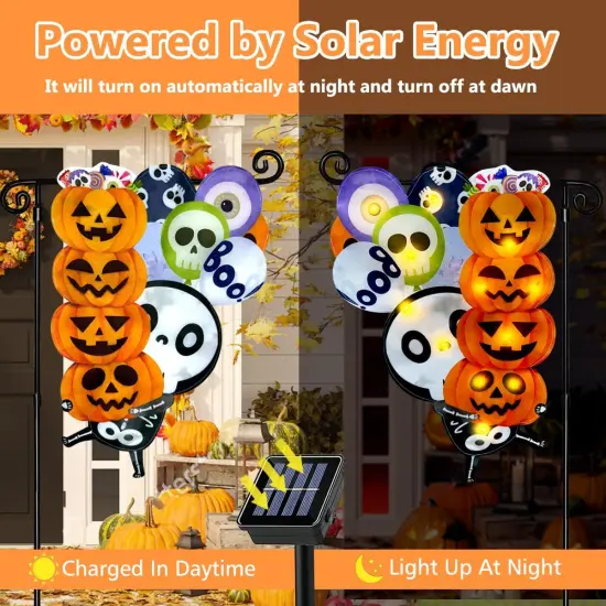 3D Lighted Halloween Garden Flag {2}