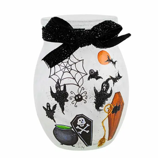 Stony Creek 4.0 Inch Spooky Season Pre-Lit Small Jar Halloween Lighted Glass Accent , Halloween Decor Spooky Halloween Lighted Cauldron {3}