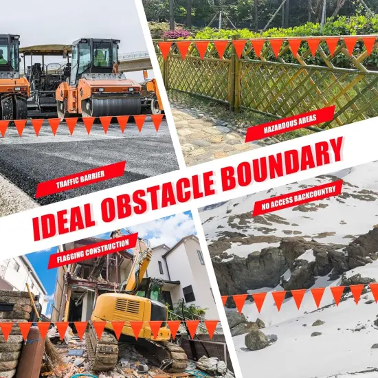 105FT Safety Warning Pennant Banner Flags (Orange) {4}