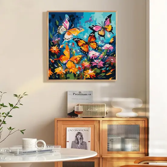 Framed Paint by Numbers Kit for Adults Beginner & Kids Ages 8-12, Butterfly Paint by Number with Frame, DIY Easy Acrylic Colorful Butterfly Paint by Numbers Kit on Canvas 10x10 inch {2}
