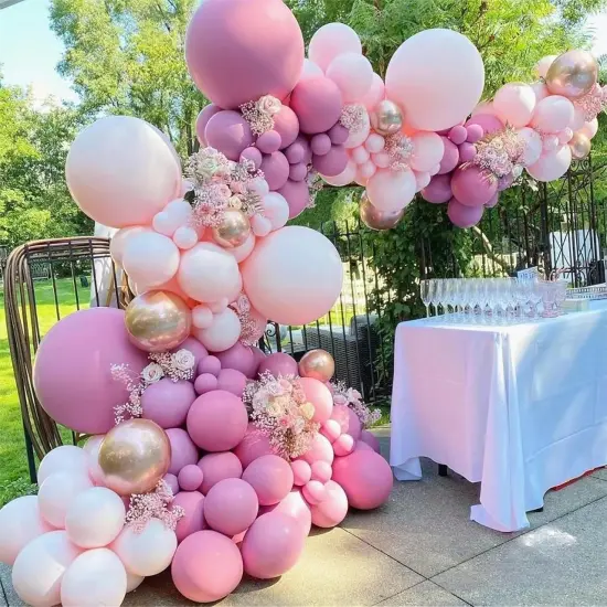 146Pcs Retro Rose Baby Pink Champagne White Sand Balloons Garland Arch Kit, Latex Balloons Different Sizes 18 12 10 5 Inch for Party Decorations, Wedding Backdrop, Birthday, Graduation {4}