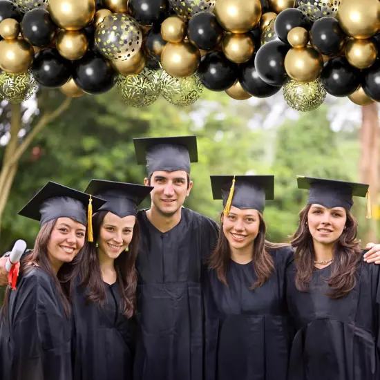 Balloons Black Gold, 60 Packs 12 Inch Black Metallic Chrome Gold Latex Balloons with Gold Confetti Balloon for Men Women Birthday Wedding Baby Shower Celebration Anniversary Decorations {4}