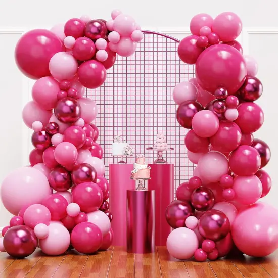 Pink Balloon Garland Arch Kit, Hot Pink Balloons Metallic Pink Balloon for Birthday,Princess, Wedding, Baby Shower, Valentine's Day Party Decorations {1}