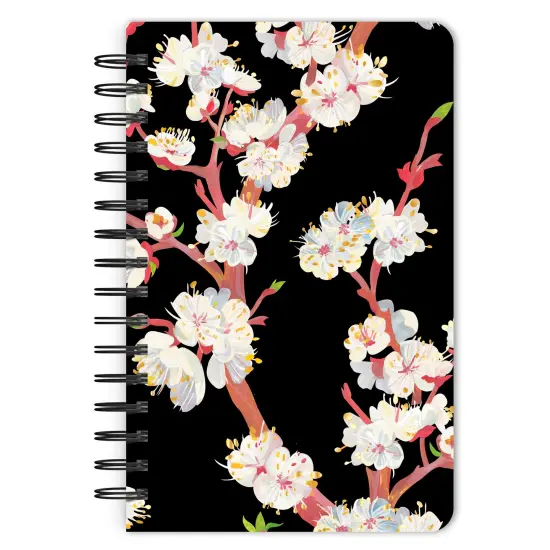 Black Floral | 5.25x8.25 Inch Compact Wire Journal | Non-Dated | Foil Stamped Cover {1}