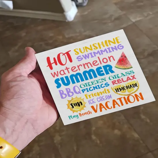 Country Summer Wood Sign Decor Desk Sign Summer Subway Wood Block Sign Summer Words Signs Rustic Home Shelf Wall Decoration {5}