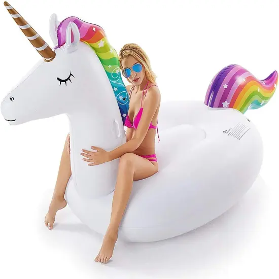 Giant Inflatable Unicorn Pool Float Floatie Ride On with Fast Valves Large Rideable Blow Up Summer Beach Swimming Pool Party Lounge Raft Decorations Toys for Kids Adults {2}
