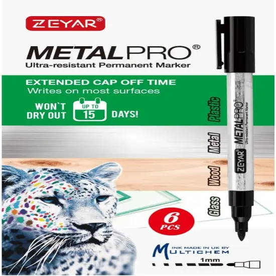 Permanent Marker Pens, Extra Fine Tip(1mm), Waterproof & Smear Proof ink, Aluminum Barrel, Quick Drying- Great on Plastic,Wood,Stone,Metal and Glass for Doodling and Marking (6 Black) {2}