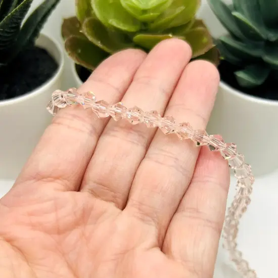 1 or 4 Strands 6x6mm Light Pink Bicone Beads, Imitation Crystal, Grade AA {3}