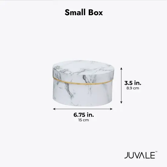 Round Gift Boxes with Lids, White Marble Print Cardboard Boxes (3 Assorted Sizes) {5}