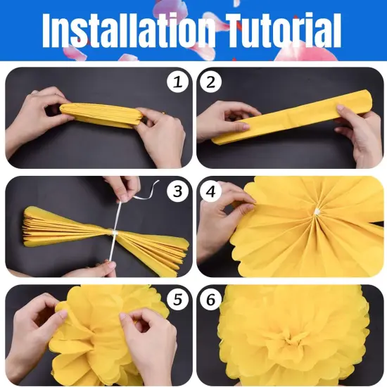 20pcs Blue Paper Decorative Pom Poms Flowers Ball for Party Wedding Outdoor Decoration {3}