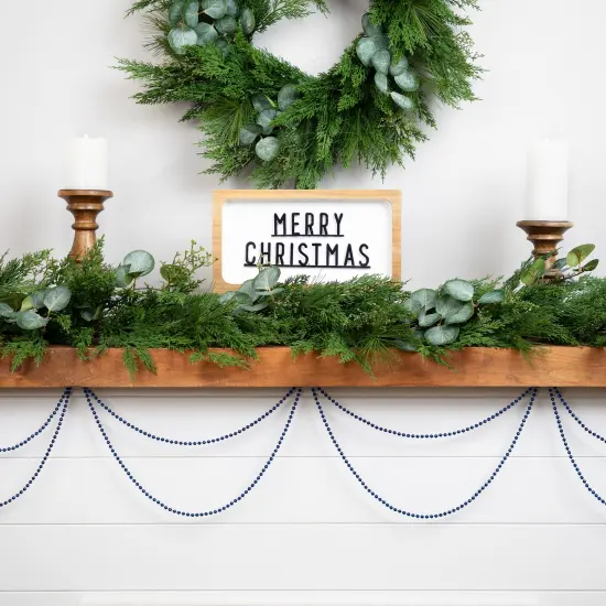 Northlight Shiny Beaded Christmas Garland -15' x .25" - Sapphire Blue - Unlit {4}