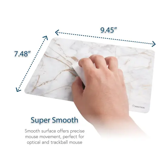 Insten Laptop Mouse Pad Ultra Thin Reflective Non Slip Marble Mouse Pad Mat for Laptop Computer Desk - White/Gold {7}