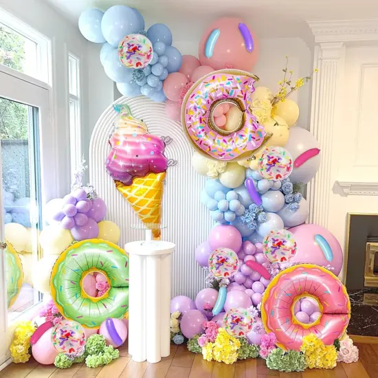 163PCS Pastel Donut Balloon Arch Garland Kit, with Pastel Rainbow Balloon, Sprinkle Confetti and Ice Cream Foil Balloons for Sweet One Donut Grow Up First Birthday Party Theme Baby Shower Decor {2}