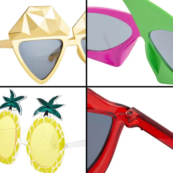 12 Pairs Funny Sunglasses - Novelty Photo Booth Props for Summer Beach Party, Hawaiian Luau Birthday Themed Party Favors Multicolor {6}