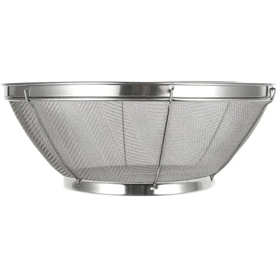 Large Fine Mesh Strainer for Kitchen - Metal Stainless Steel Colander for Rice, Pasta, Quinoa, Yogurt (11x4 In) Silver {5}
