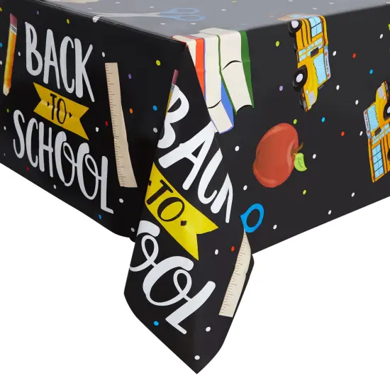3 Pack Disposable Plastic Tablecloths for Classroom Party Supplies, Back to School Table Decorations (54 x 108 In) Multicolor {4}