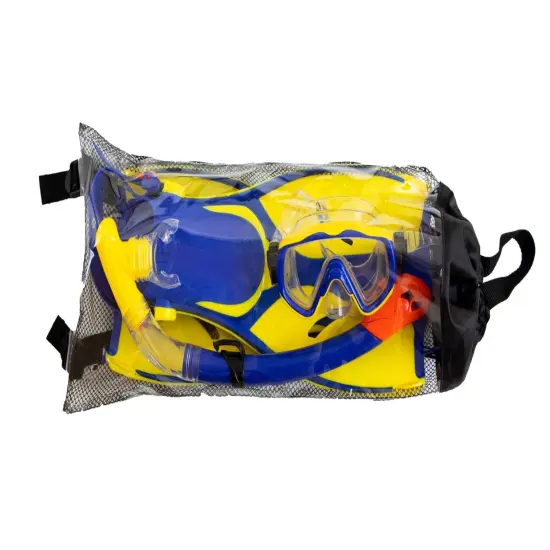 Swimline Kid's Thermotech Snorkeling Set with Mesh Bag - Fin Size 1-4 Yellow {3}