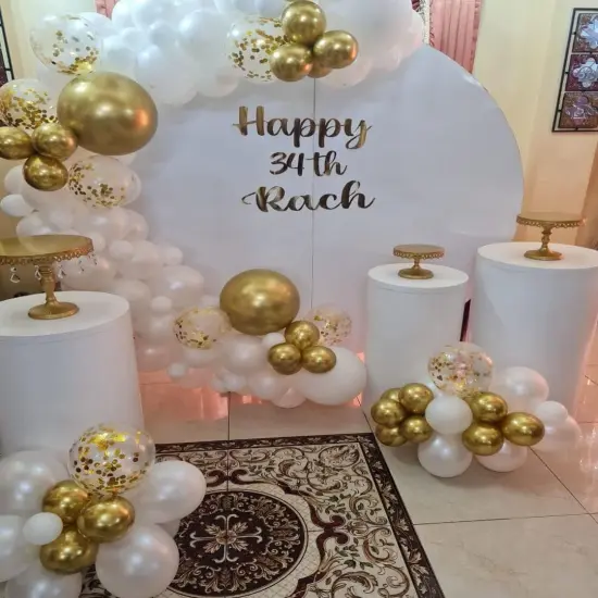 White and Gold Balloon Garland Kit, 124Pcs Arch Kit with Confetti White and Gold Balloons, Bright Durable Latex Balloons {3}