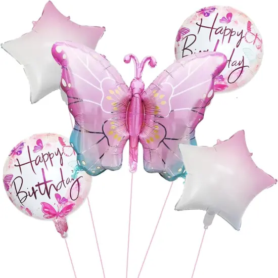 5 Pcs Butterfly Foil Balloons Butterfly Themed Birthday Party Supplies for Baby Shower Wedding Birthday Party Decorations {1}