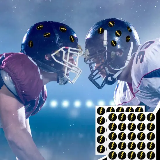 200 Pcs Helmet Stickers Baseball Softball Helmet Award Baseball Stickers 1.1 Inch Lightning Bolt Vinyl Decals Self Adhesive for Softball Lacrosse Wall(Black Print Gold) {5}