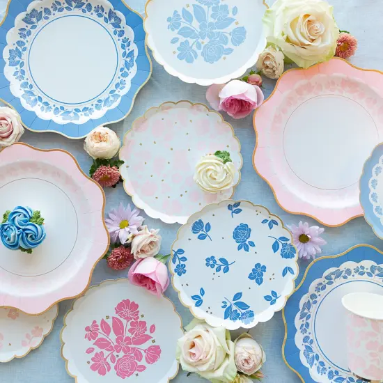 BELLE BLUE ELEGANT FLORAL DESSERT PLATES {3}
