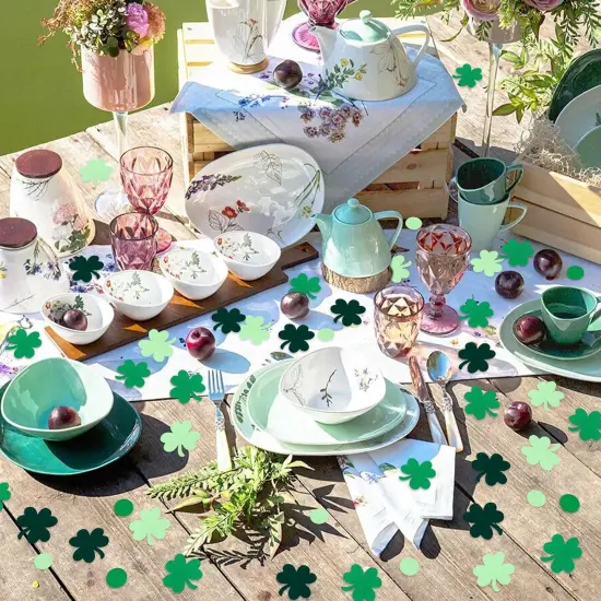 100PCS St Patricks Day Confetti Clover Lucky Confetti St Patricks Day Party Decorations St. Patrick's Day Confetti St. Patrick's Day Lucky One Birthday Decorations (green 2) {4}