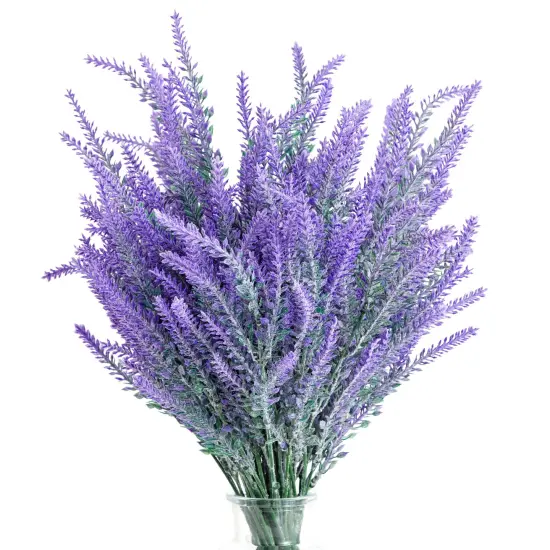 12 Bundles Artificial Lavender Flowers for Bouquets, Fake Wild Stems for Wedding, Faux Table Centerpieces, Door Wreaths (2"D x 3"W x 14"H) Purple {1}
