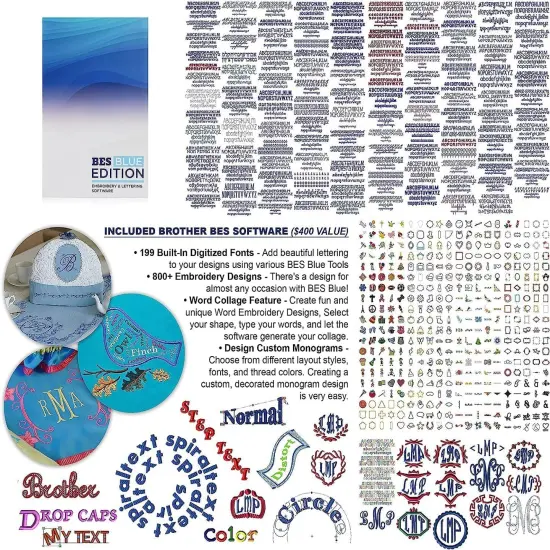 Brother Stellaire Innov-&iacute;s XJ2 Sewing + Embroidery Machine, 14" x 9.5" Field Size - Includes BES Lettering Software + Brother Best 100 Thread Kit + Magnetic SAMF300 Hoop + Embroidery Magic Video {3}