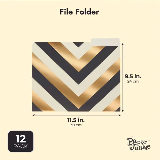 Geometric File Folders with 1/3 Cut Tabs, Gold Office Supplies (11.5 x 9.5 In, 12 Pack) {3}