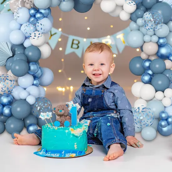 173Pcs Dusty Blue Balloon Arch Garland Kit, Baby Light Dusty Blue White Sand Metallic Blue Confetti Balloons for Boy Baby Shower Gender Reveal Wedding Birthday Party Decorations Supplies {5}