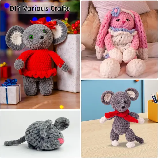 2 * 100g Velvet Chenille Chunky Yarn, Handcrafts Weaving Soft Chenille Yarn for Crocheting Clearance, Used for Making Baby Yarn Blanket, Clothes, Knitting Creations (Black) {5}