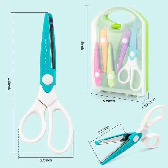 6Pcs/Set Craft Scissors Decorative Paper Edge Scissors With Storage Box Set, 5 Kinds Zig Zag Edges Scissors Great for DIY Projects Paper Card,Photo, Scrapbook,Office School Home Manual {2}