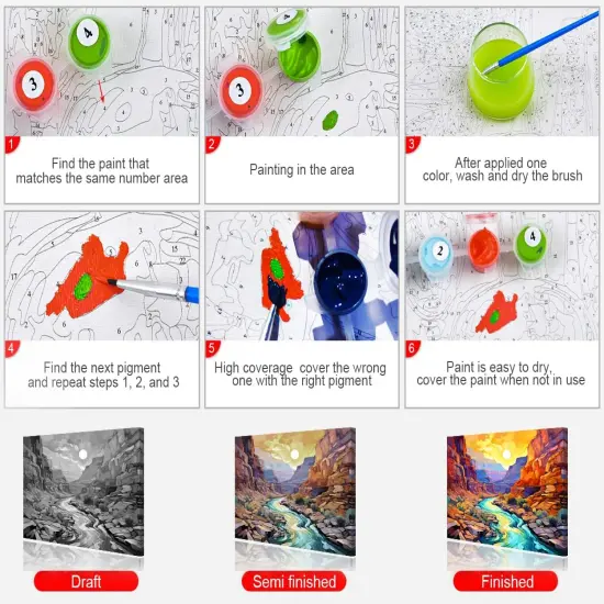 Arizona Landscape Paint by Numbers Canyon View Paint by Numbers Kits Arizona National Park Adults' Paint-by-Number Kits Canvas Painting Kit with Brushes and Pigment {4}