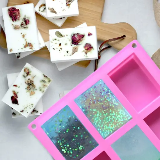 3 Pack Silicone Soap Molds, 6 Cavities Flower Making Mold, Included Rectangle Shape Supplies, Perfect for Handmade Soaps {3}