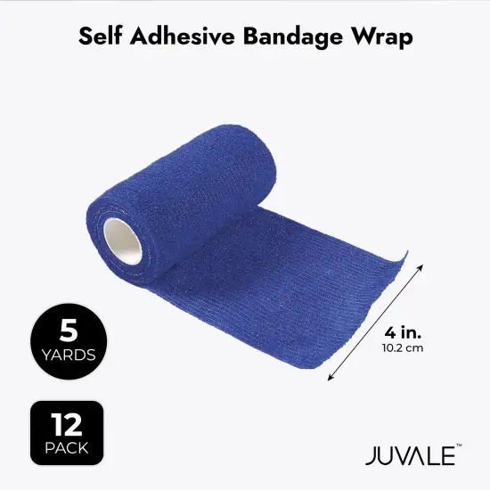 12 Rolls Extra Large Colorful Self Adherent Bandage Wrap 4 Inch Wide x 5 Yards - Cohesive Vet Tape for First Aid, Sports, Tattoo (12 Colors) {7}