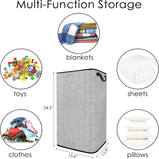 Large Laundry Hamper, Collapsible Laundry Basket with Sturdy Handles, Tall Hamper Bin for Home Organization, Clothes Basket for Dorm Apartments, Dirty Clothes Organizer with 80 L Capacity {4}