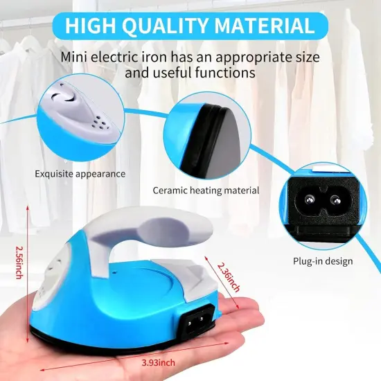 Mini Heat Press Iron Machine,Portable Mini Electric Iron,Small Heat Press Iron,Mini Iron Press for Clothes Shoes Bags Hats,Iron Press Machine for Heating Transfer,Silicone Pad Included (Blue) {2}