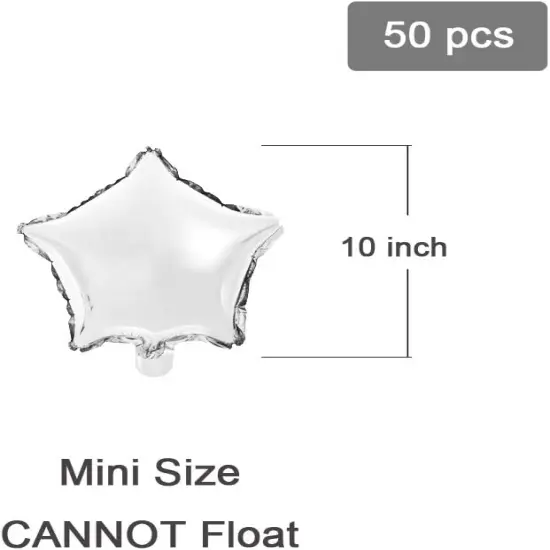 Star-shaped Foil Balloons, 10" Silver, Pack of 50 {2}