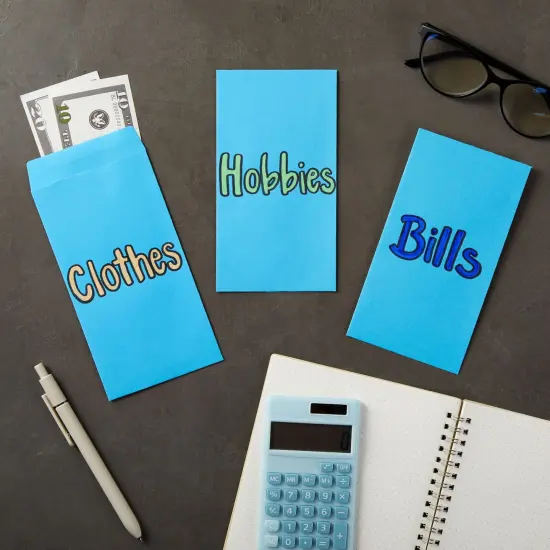 100 Pack Blue Money Envelopes for Cash, Payroll, Money Saving, Coins, Currency, 100GSM (3.5 x 6.5 In) {3}