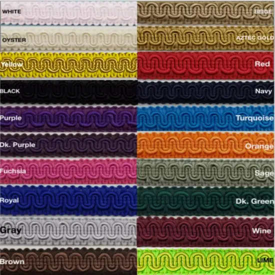 1/2" Scroll Braid Gimp w/ Backing - 12 Continuous Yards - Many Color Options! White {3}